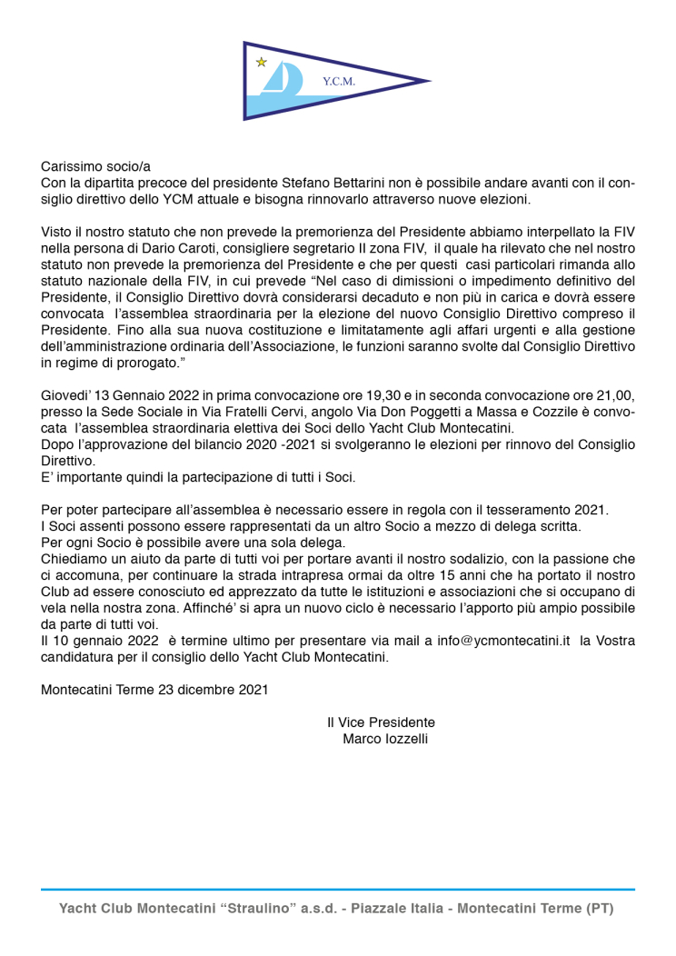 lettera convocazione assemblea